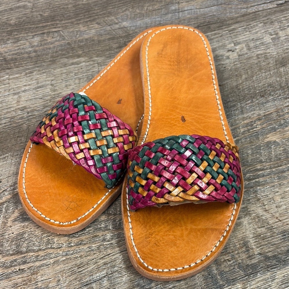 Moroccan Braided Leather Sandals Size 8